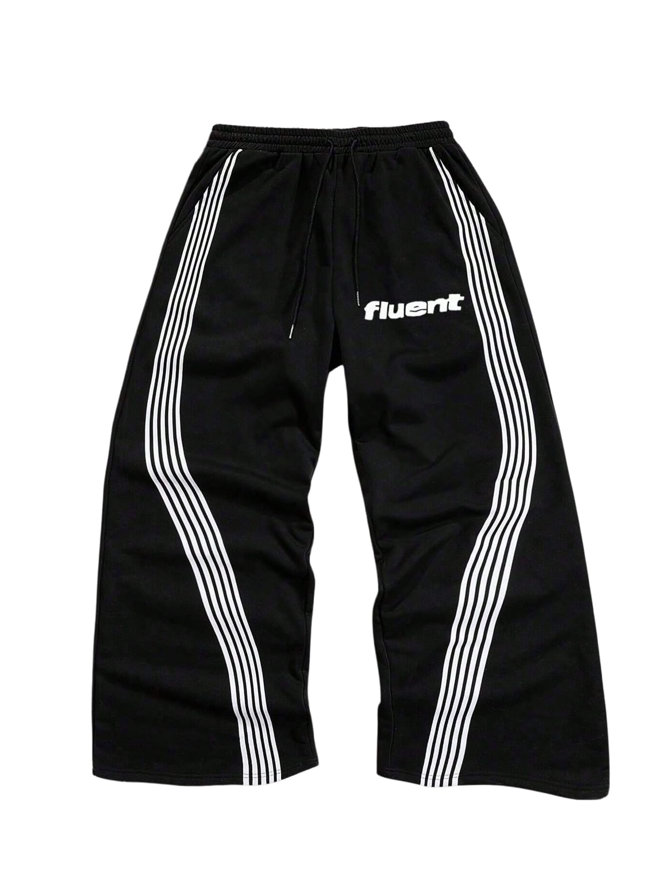 GORGLITTER Men's Baggy Wide Leg Sweatpants Y2K Striped Side Drawstring Waist Barrel Track Pants with Pockets