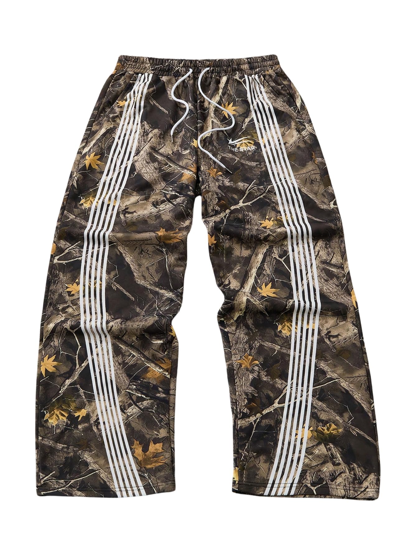 GORGLITTER Men's Baggy Wide Leg Sweatpants Y2K Striped Side Drawstring Waist Barrel Track Pants with Pockets
